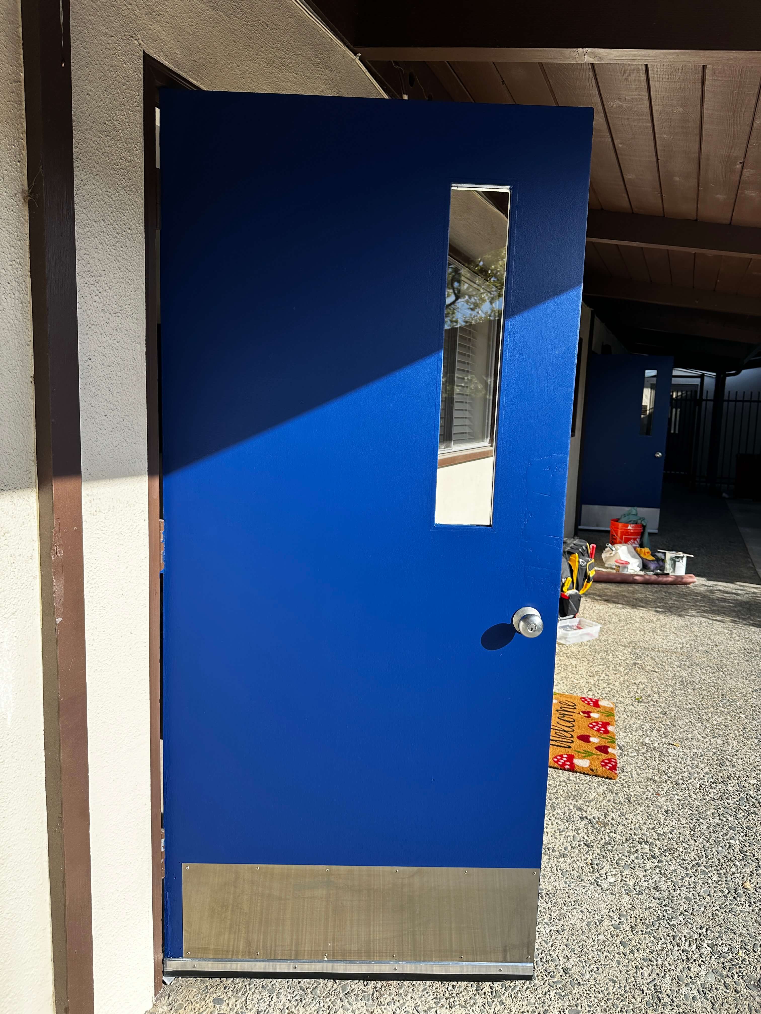 Vibrant blue exterior door